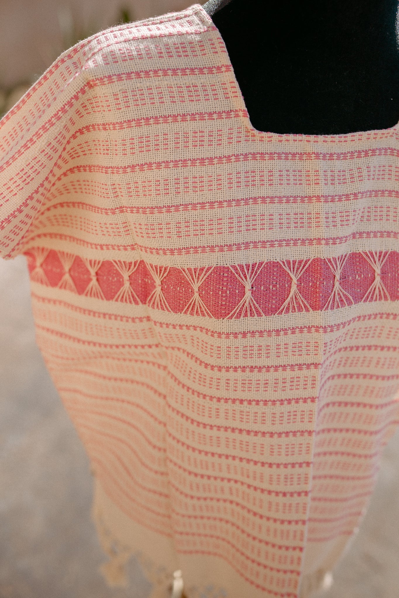 Woven Huipil Deshilado with Tassles