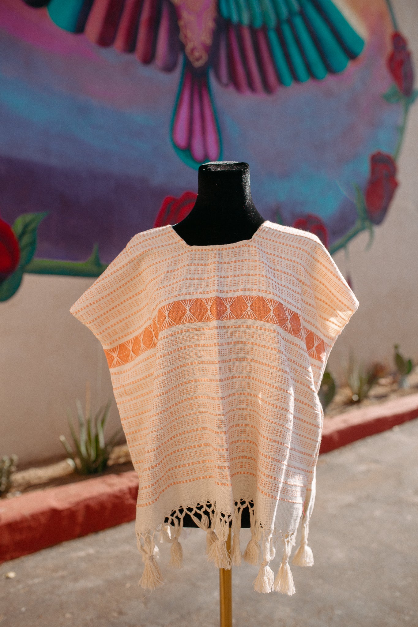 Woven Huipil Deshilado with Tassles