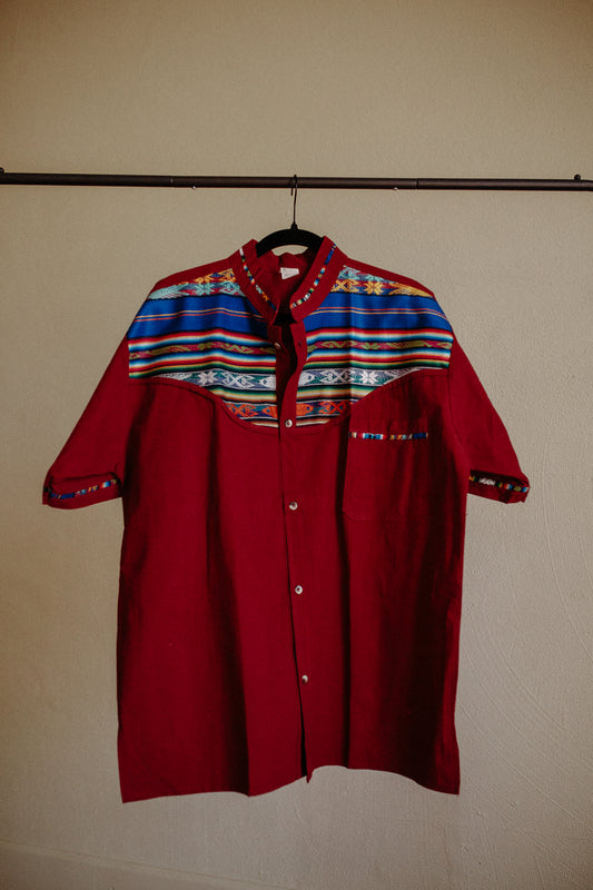 Maroon Zarape Button Up - Camisa Pechera