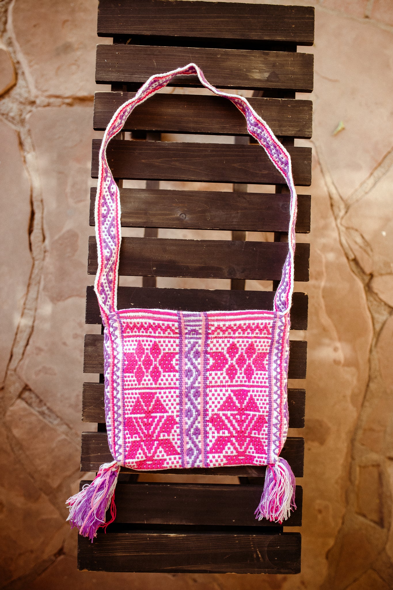 Woven Morral with Zipper - Pink & Purple