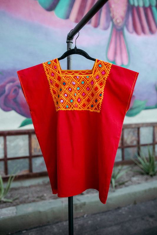 Red Cotton Huipil