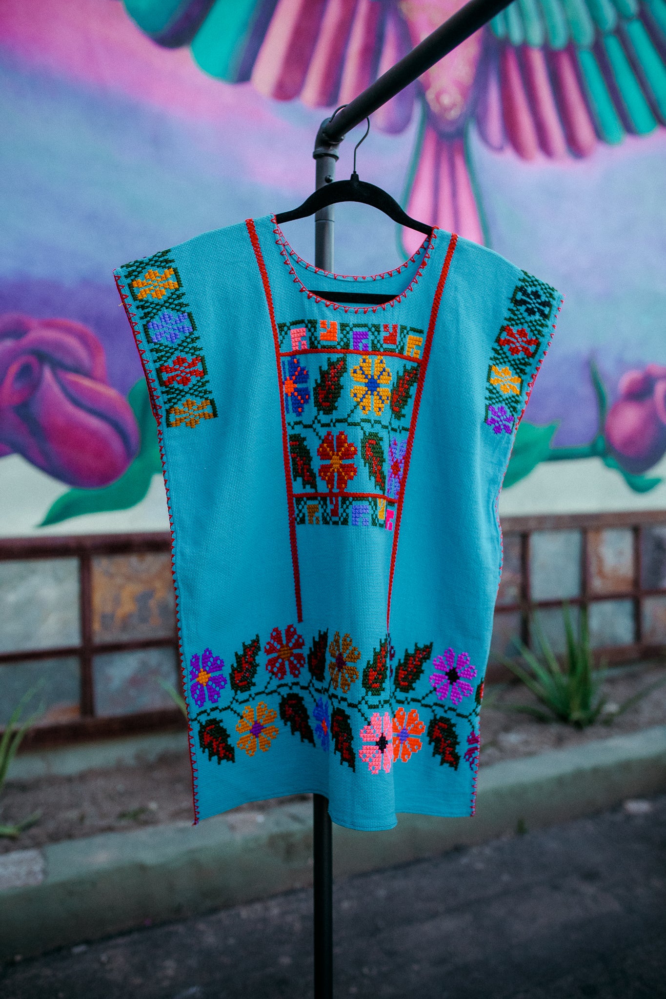 Embroidered Huipil de Guerrero Azul