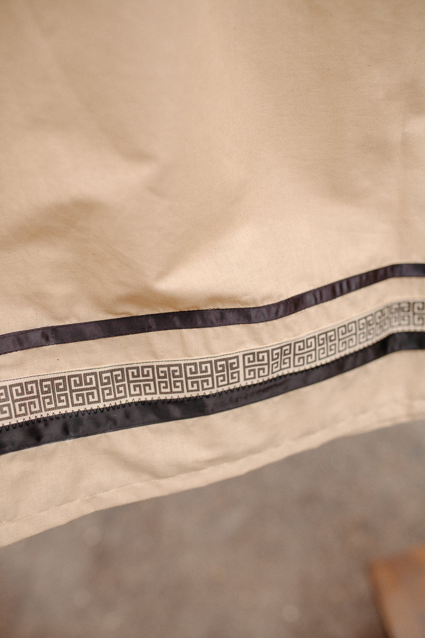 Tammy's O'odham Beige Black Design M Ribbon Skirt