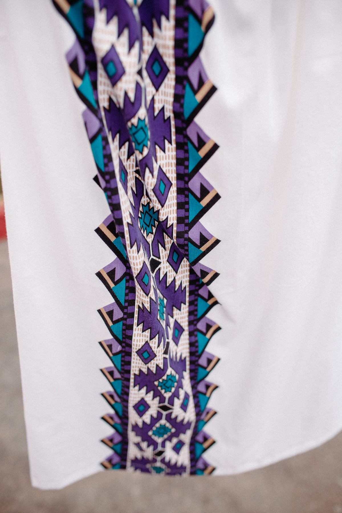 Tammy's O'odham  White Purple Design M Ribbon Skirt