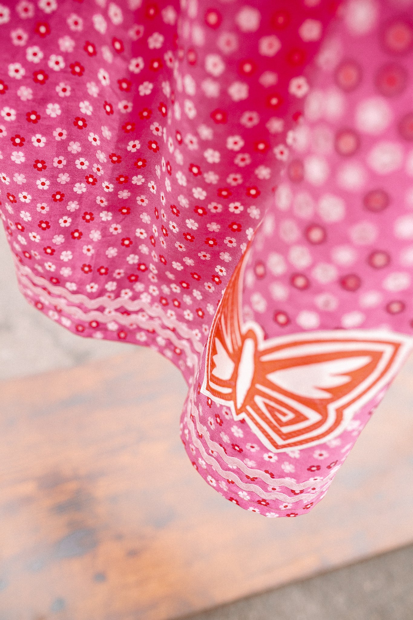 Tammy's O'odham Pink Floral Butterfly XL Ribbon Skirt
