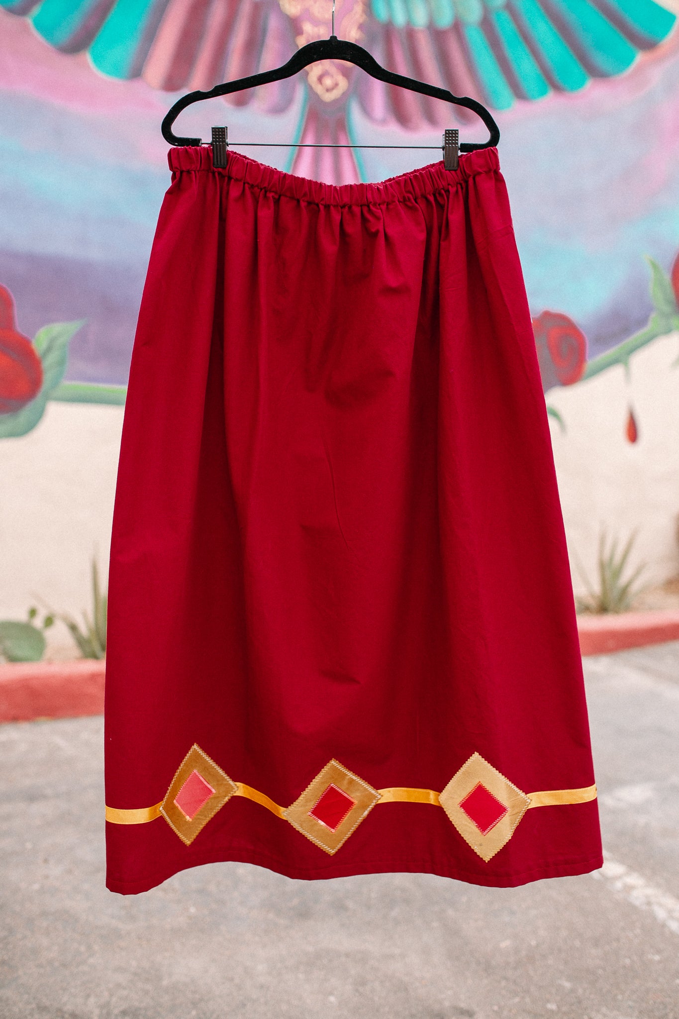 Tammy's O'odham Red Gold Diamond 2XL Ribbon Skirt