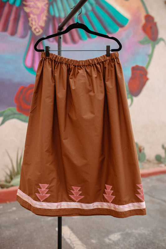 Tammy's O'odham Brown Arrows XL Ribbon Skirt