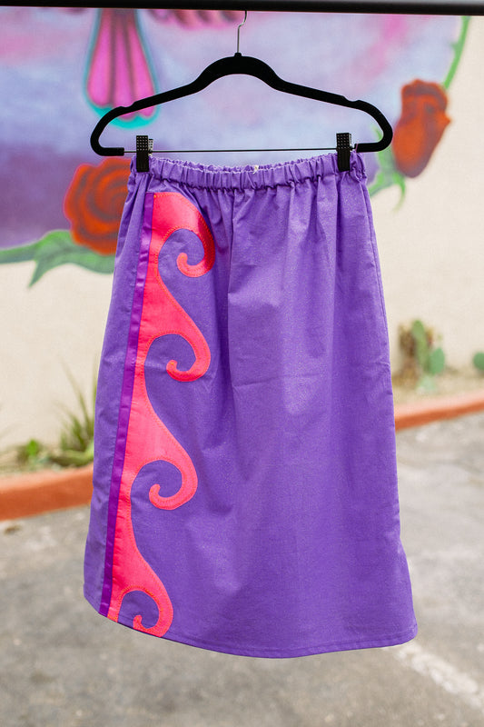 Tammy's O'odham Purple Pink Water Design S Ribbon Skirt