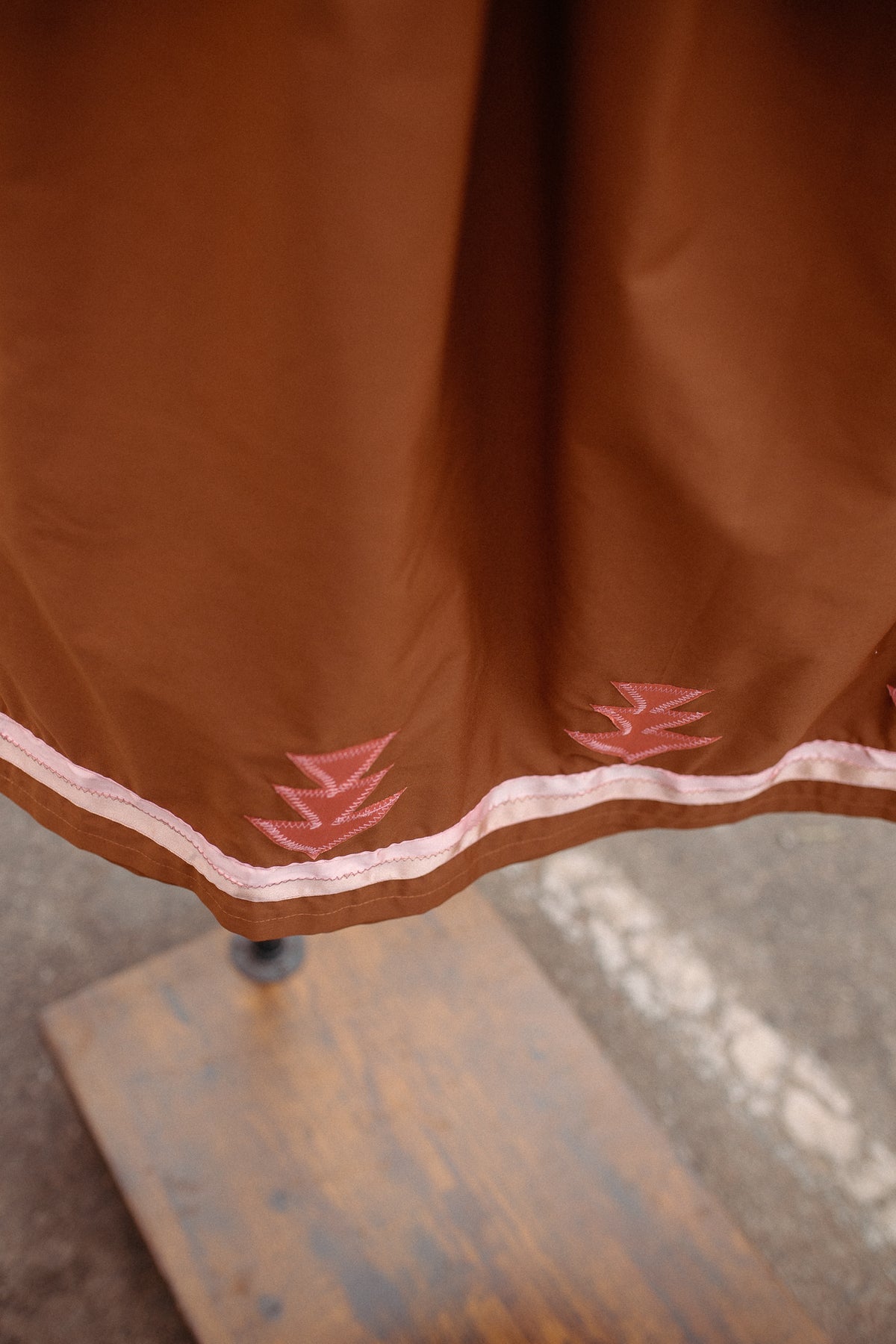 Tammy's O'odham Brown Arrows XL Ribbon Skirt
