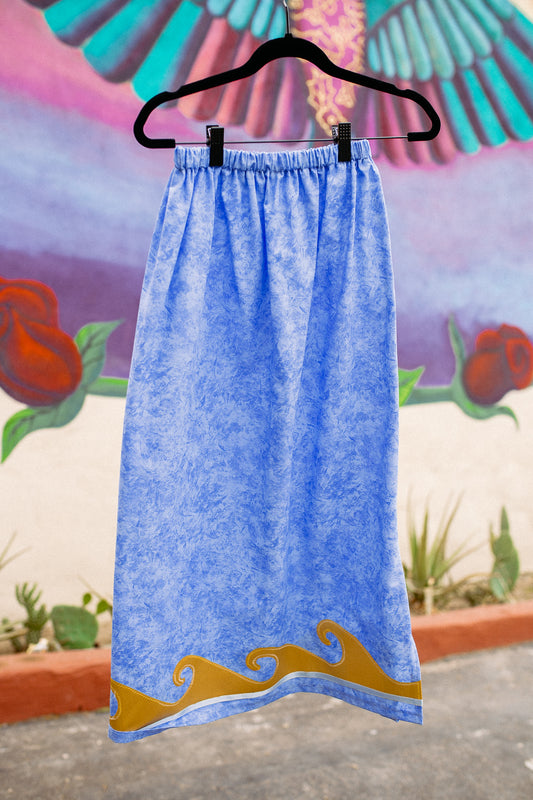 Tammy's O'odham Blue Gold Water Design S Ribbon Skirt