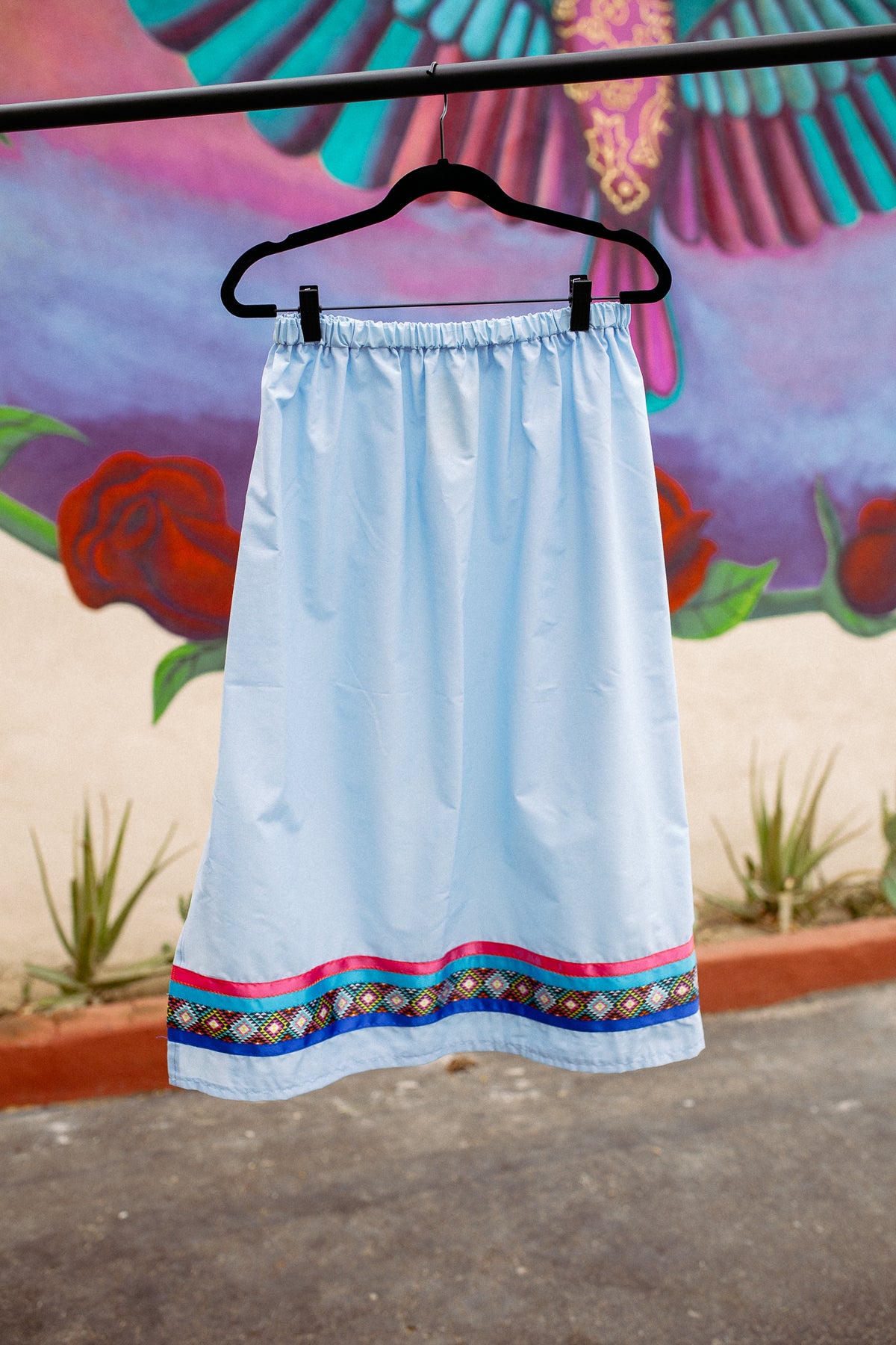 Tammy's O'odham Sky Blue Design M Ribbon Skirt