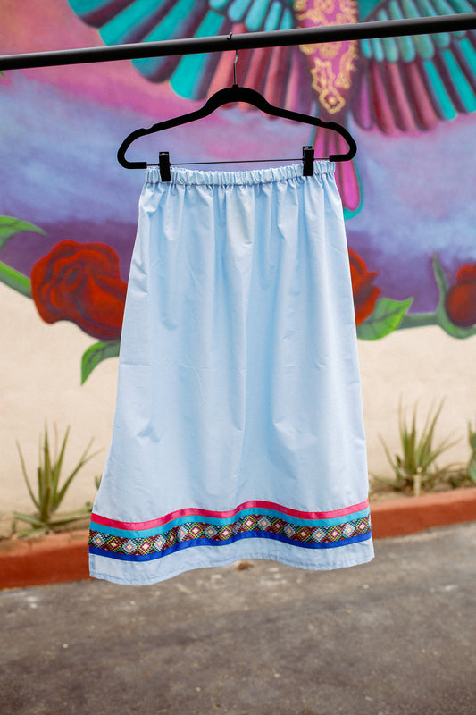 Tammy's O'odham Sky Blue Design M Ribbon Skirt