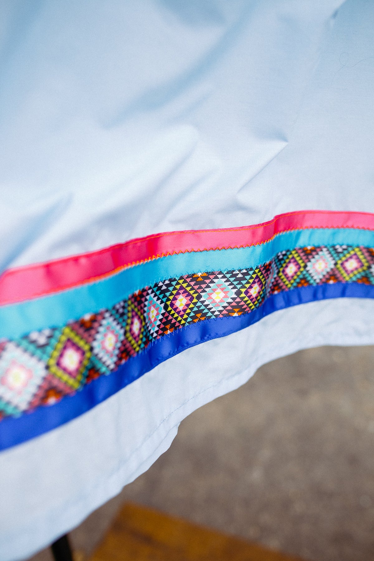 Tammy's O'odham Sky Blue Design M Ribbon Skirt