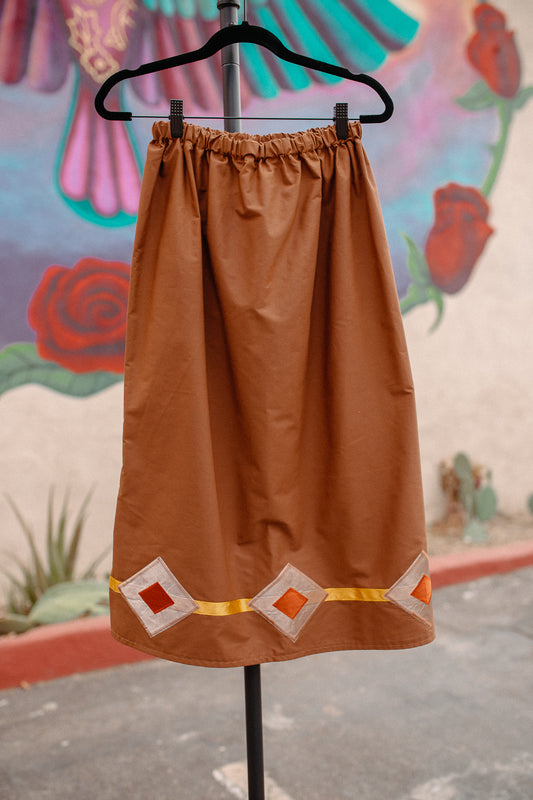 Tammy's O'odham Brown Diamond S Ribbon Skirt