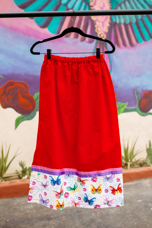 Tammy's O'odham Red Butteflies Design S Ribbon Skirt