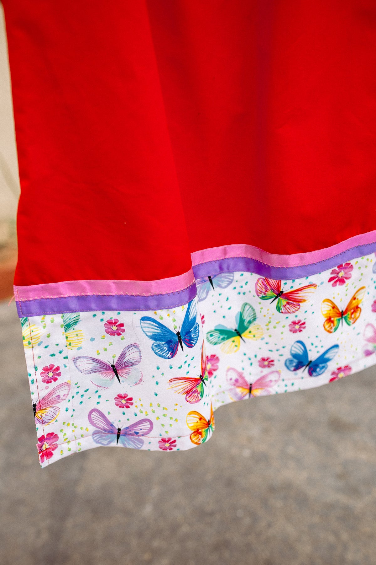 Tammy's O'odham Red Butteflies Design S Ribbon Skirt