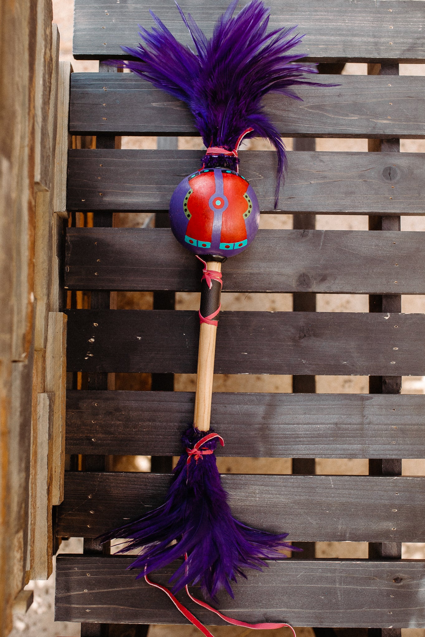 Painted Gourd Feather Sonajas