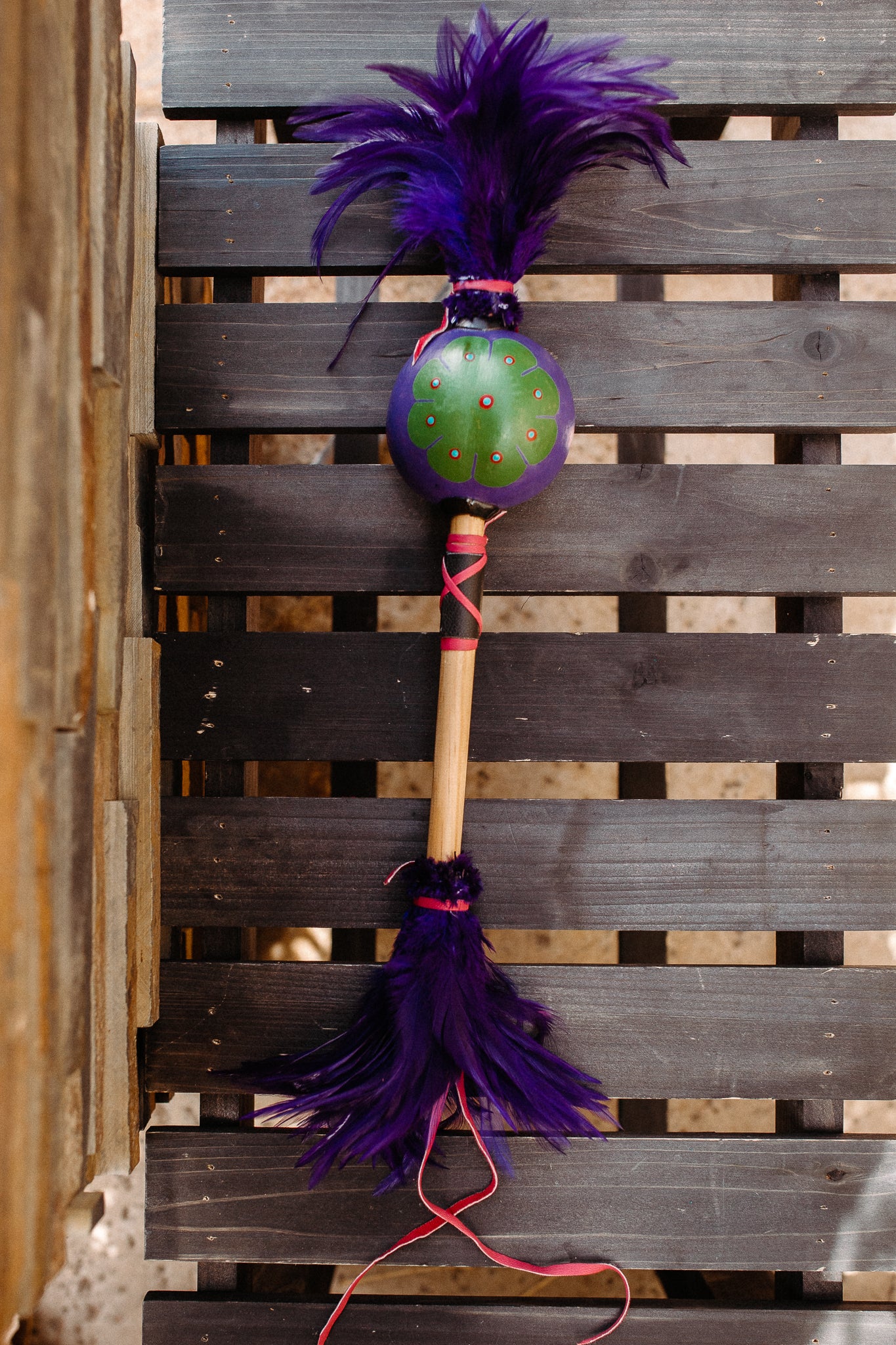 Painted Gourd Feather Sonajas