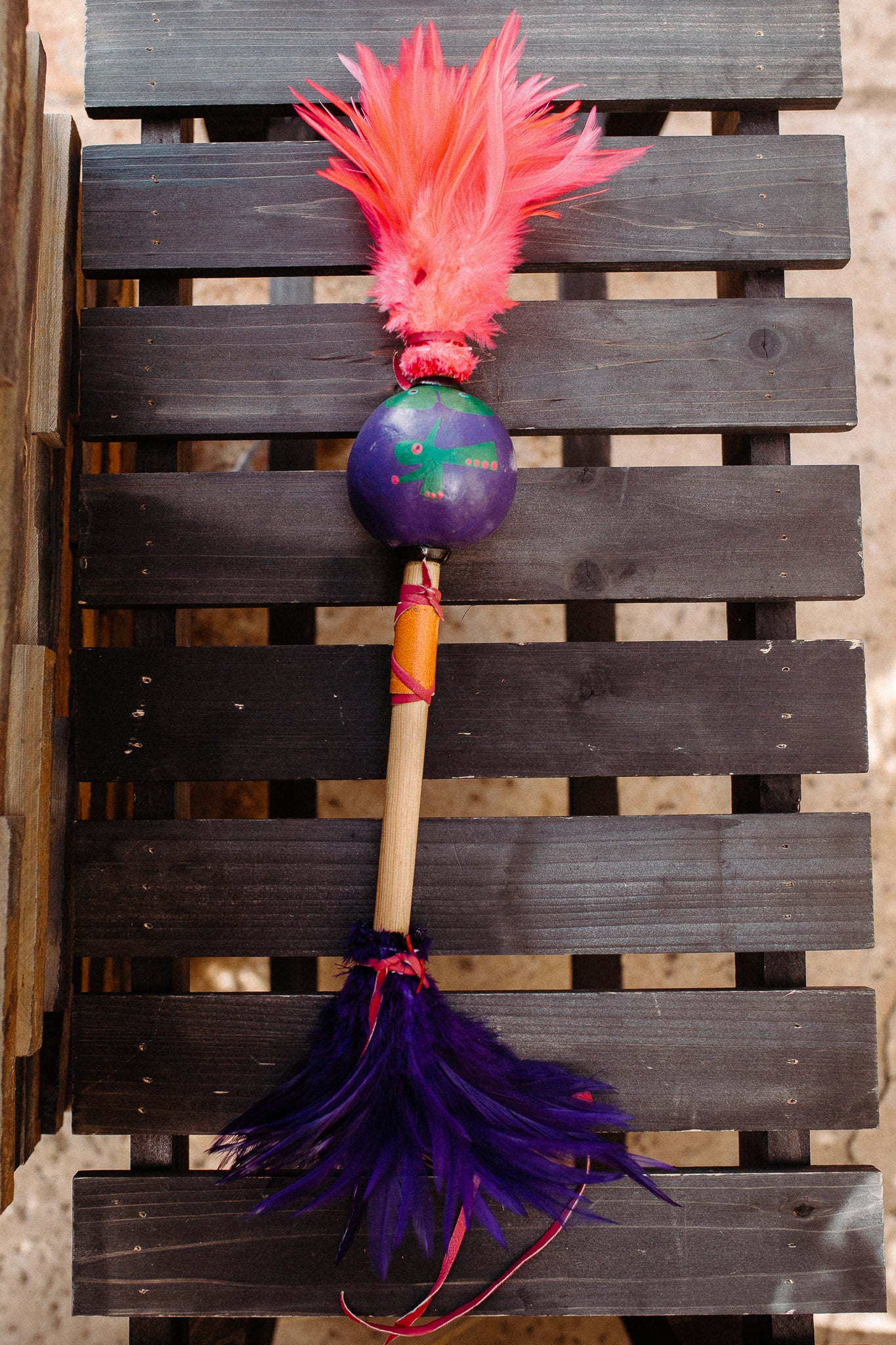 Painted Gourd Feather Sonajas