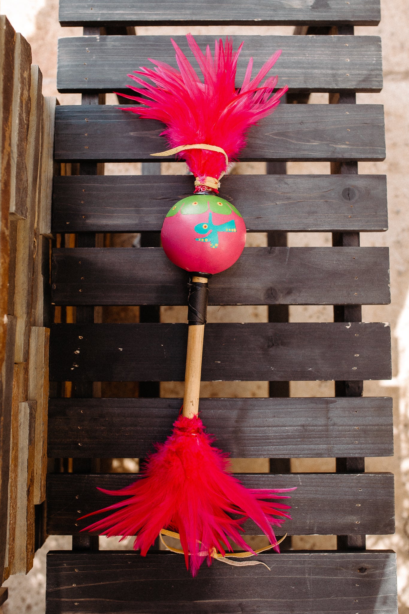 Painted Gourd Feather Sonajas
