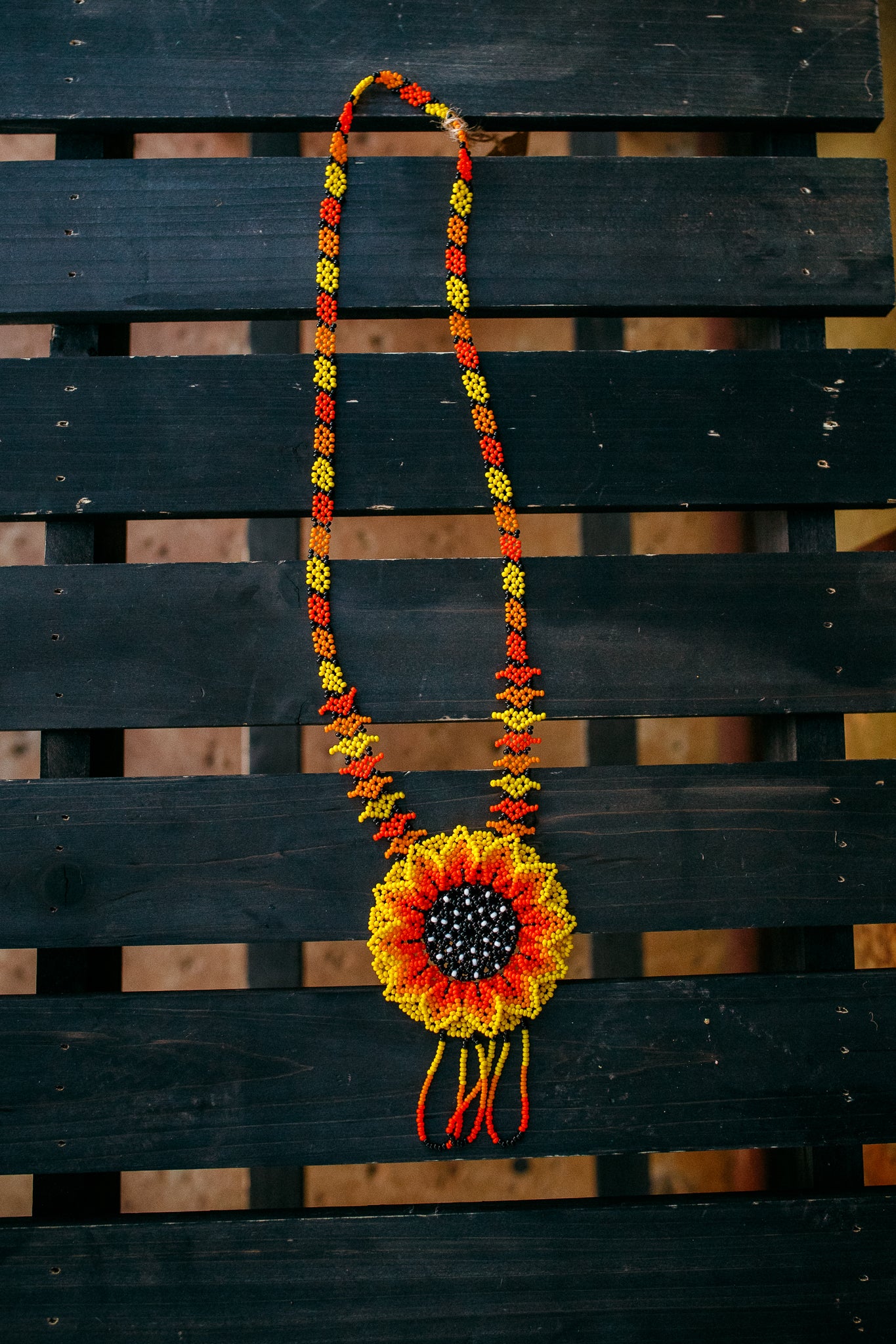 Large Beaded Flower Necklace