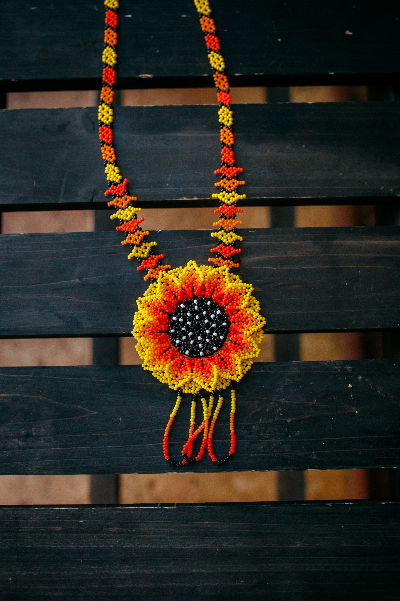 Large Beaded Flower Necklace