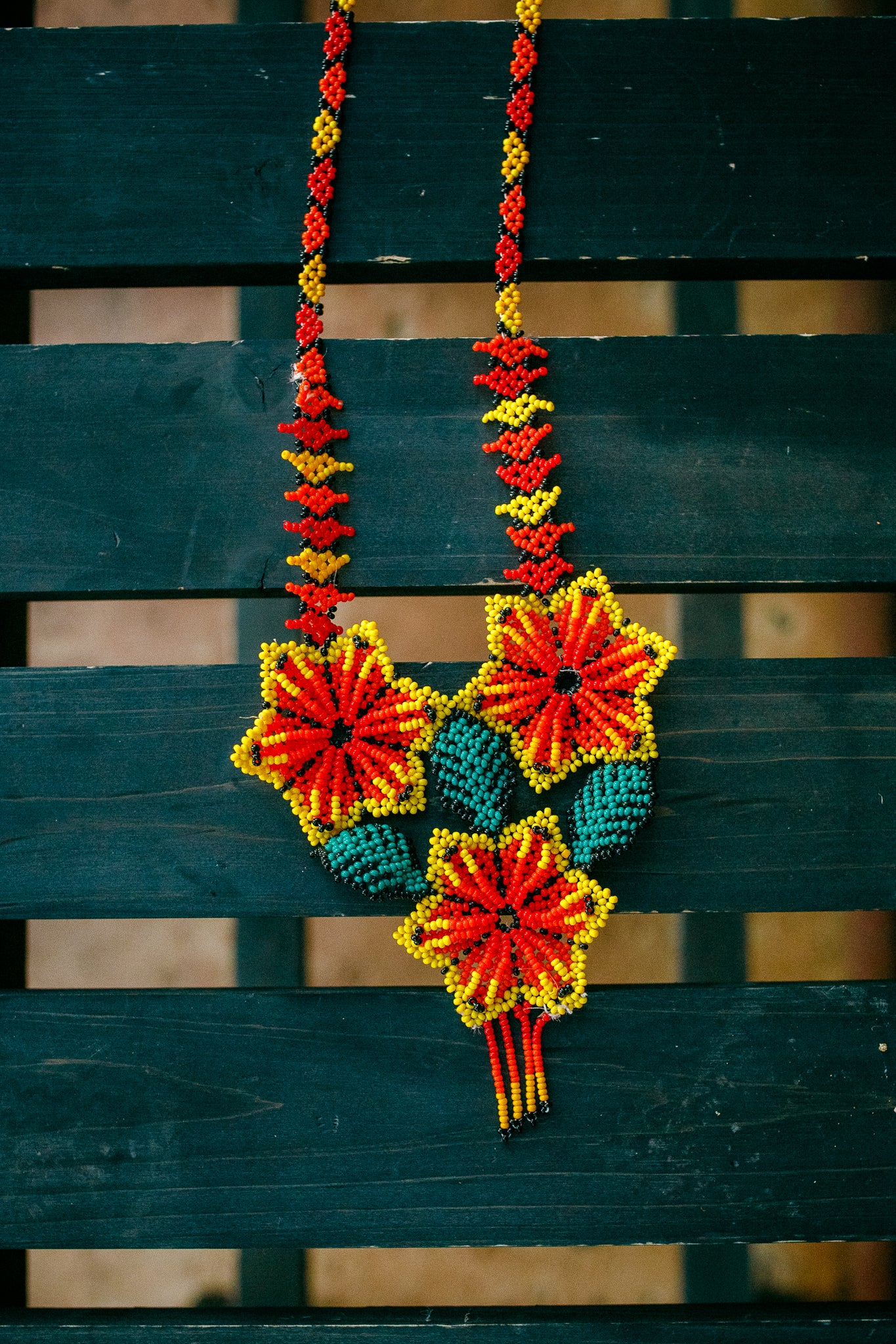 Flower Trio Beaded Necklace